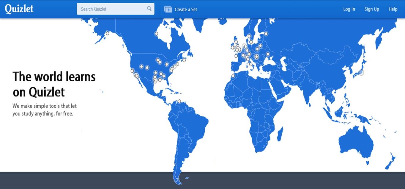 World map suggesting the range Quizlet reaches
